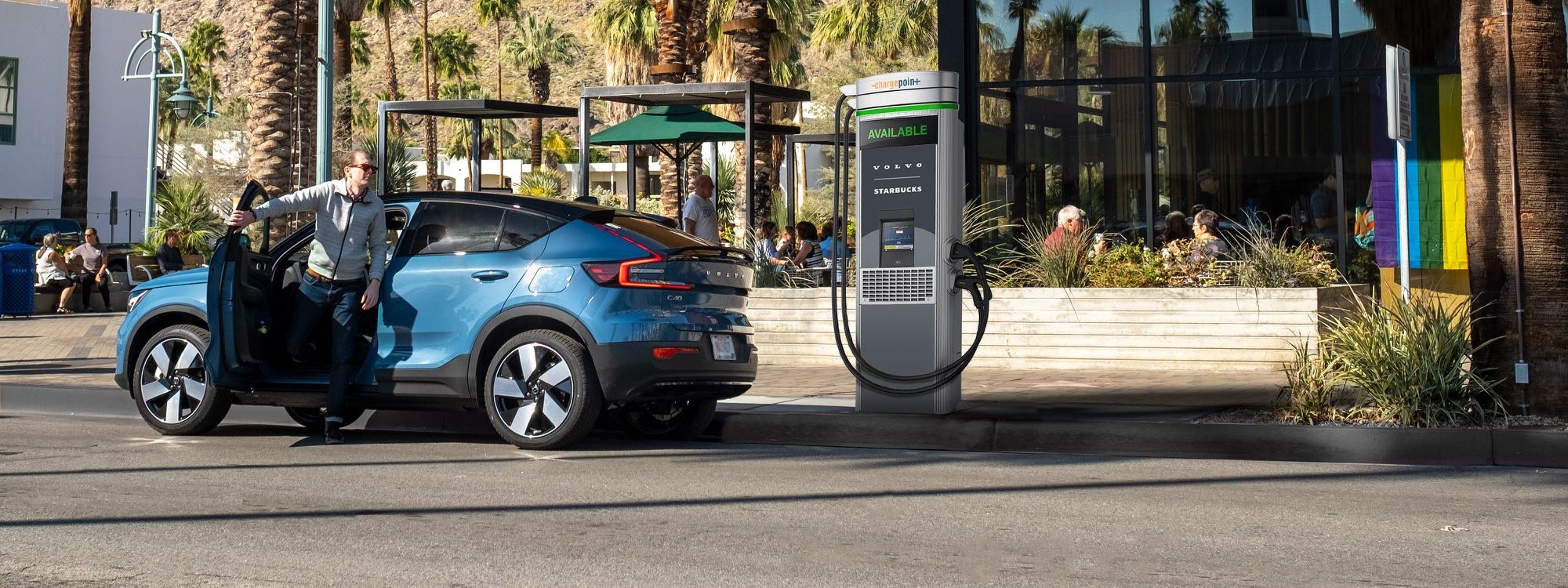 Volvo teams with Starbucks for an EV charging route in the US.