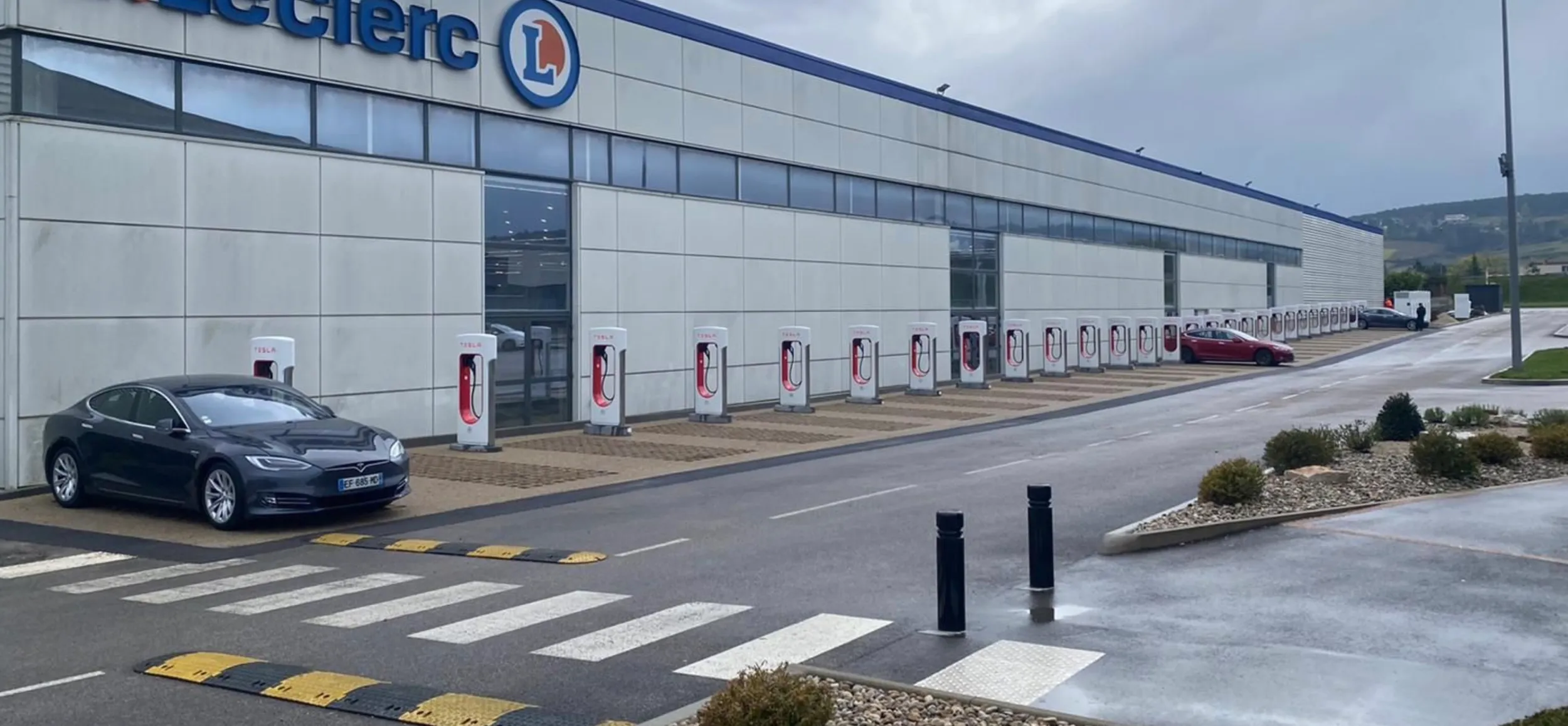 Tesla Supercharger outlet at E.Leclerc Beaune in France