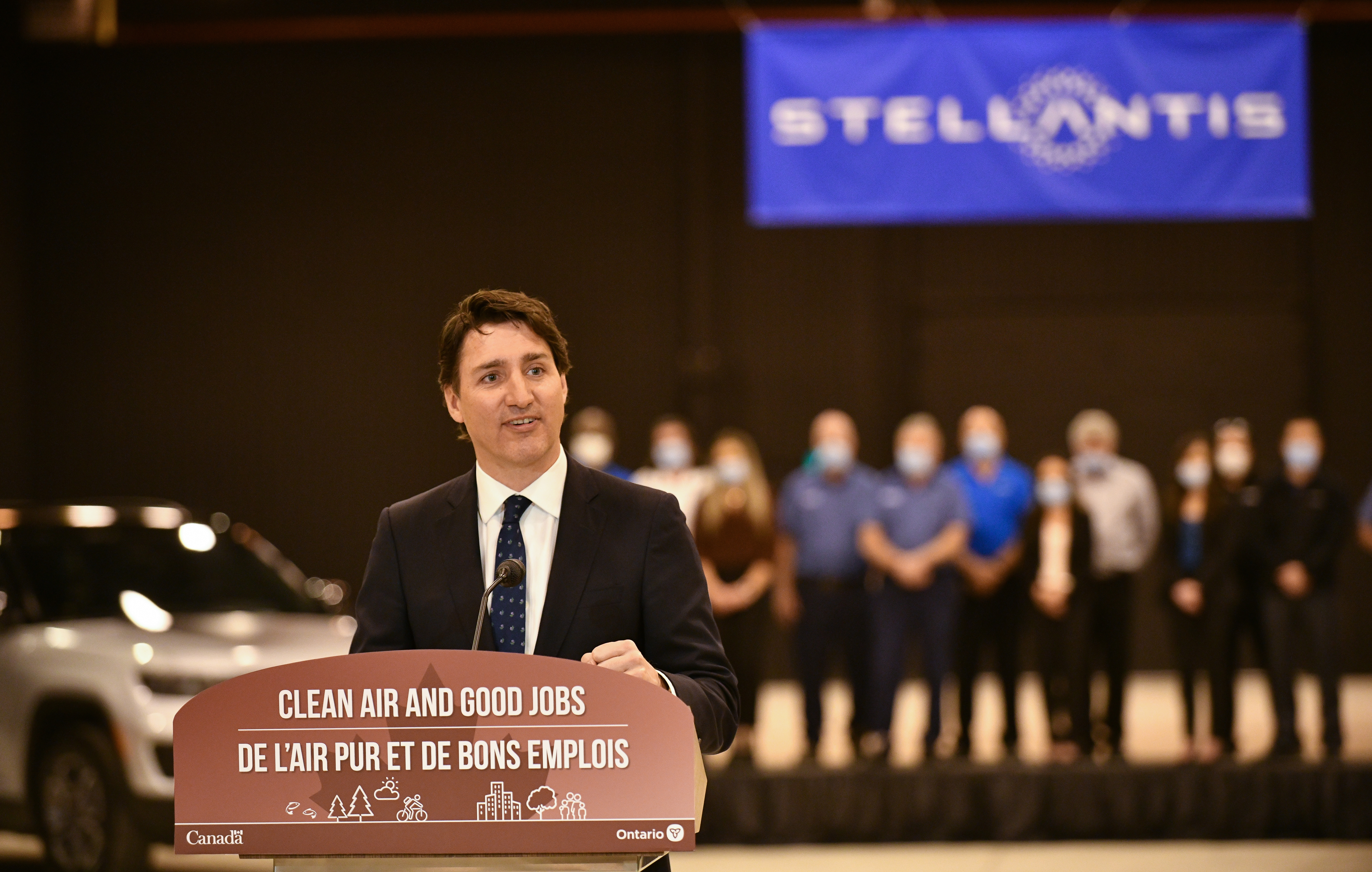 On May 2, 2022, in Windsor, Ontario, Stellantis North America Chief Operating Officer Mark Stewart, alongside Canadian Prime Minister Justin Trudeau and other senior government officials, announced an investment of $3.6 billion CAD to accelerate the company’s electrification plans, securing the future of the Windsor and Brampton (Ontario) plants and expanding Windsor’s Automotive Research and Development Centre (ARDC). / Stellantis